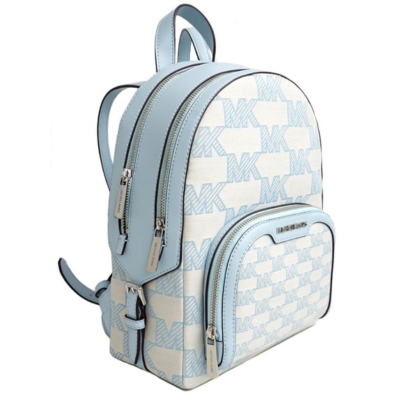 Michael Kors Jaycee Medium Logo Jacquard Backpack Bag Handbag Vista Blue $448Nwt - Picture 5 of 5